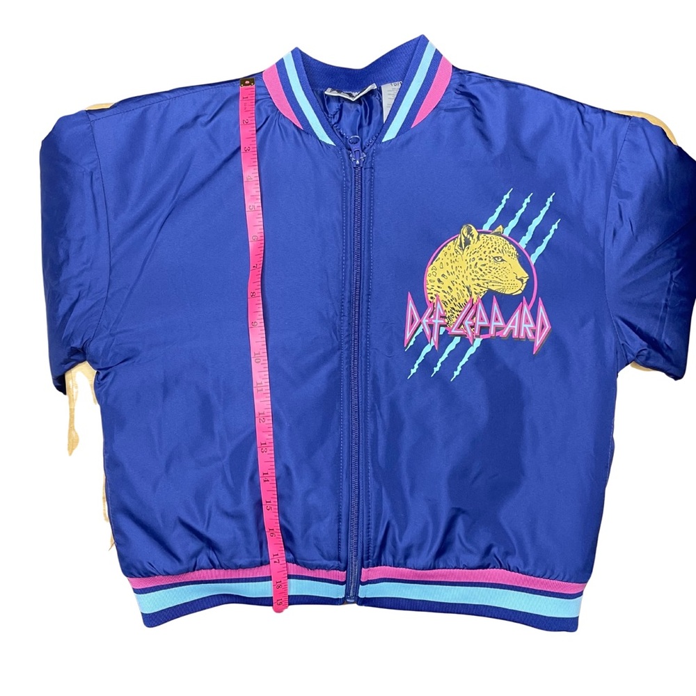 Def Leppard Blue and Pink Puffer Jacket with Ribbed Accents - Picture 9 of 10
